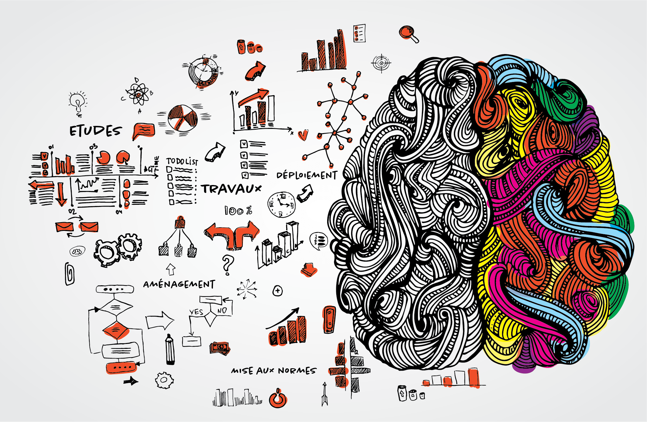 Illustration d'un cerveau qui intègre toutes les données d'un projet